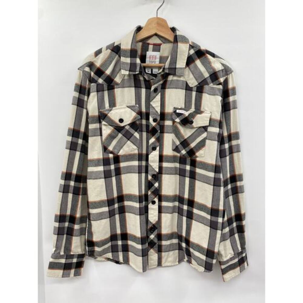 Topo Designs Black & white plaid button down flannel